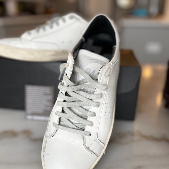 P448 John White Leather Low-Top Italian Sneaker Size 40 - Picture 12 of 16